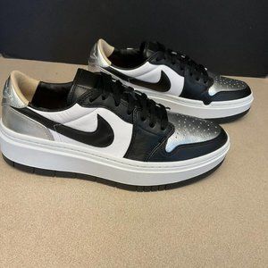 Jordan Black, White, and Silver Athletic Shoes